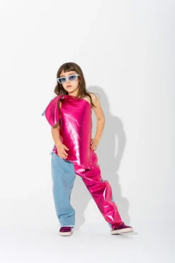 PINK FOIL BAGGY TROUSERS