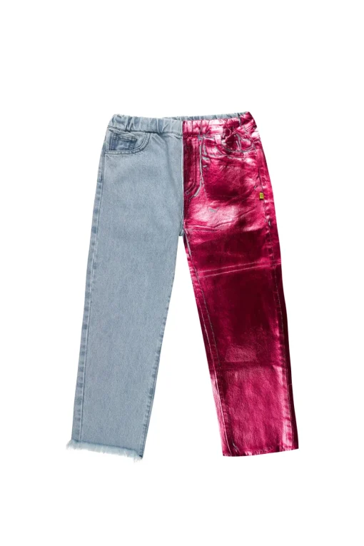 PINK FOIL BAGGY TROUSERS