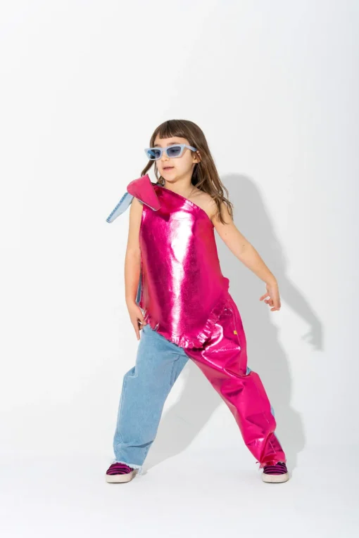 PINK FOIL BAGGY TROUSERS