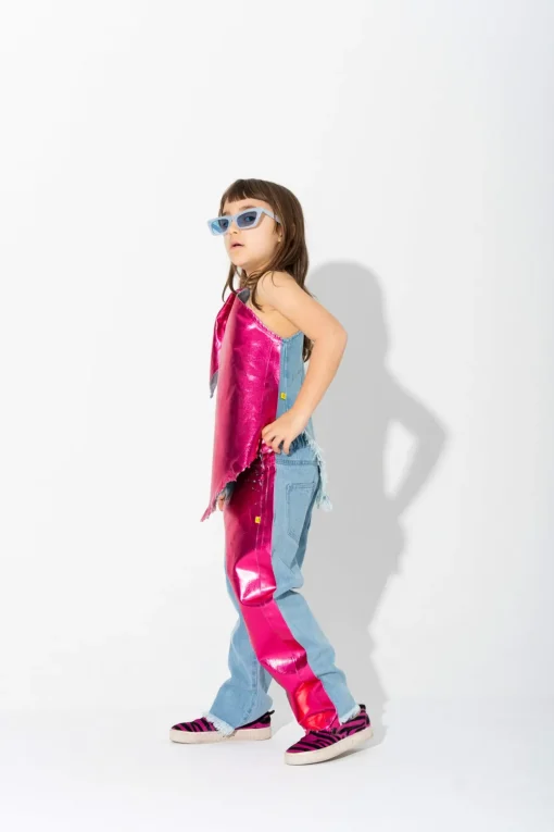 PINK FOIL BAGGY TROUSERS