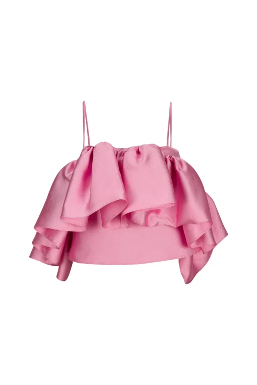 PINK FRONT FRILL TOP