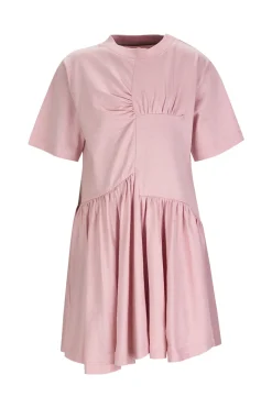 PINK GATHERED JERSEY T-SHIRT DRESS