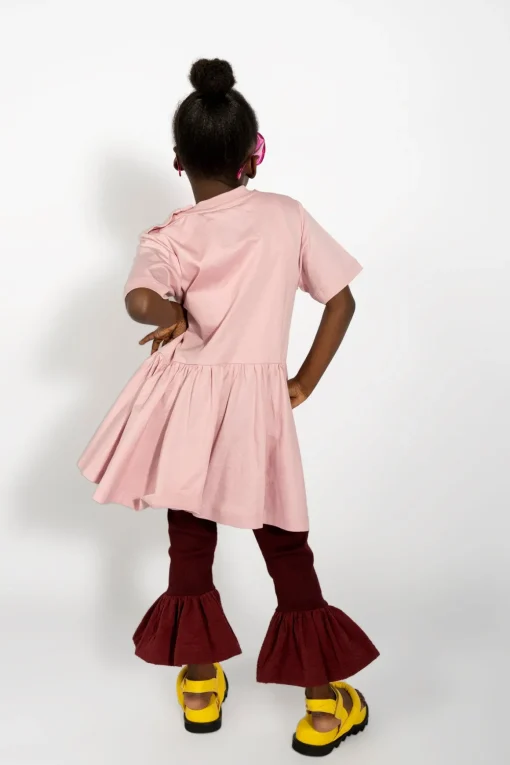 PINK GATHERED JERSEY T-SHIRT DRESS