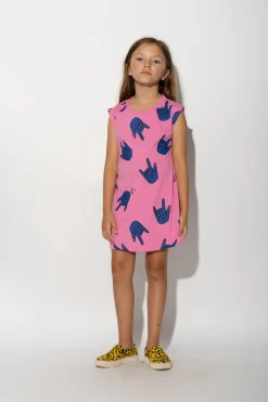 PINK HANDS PRINT T-SHIRT DRESS