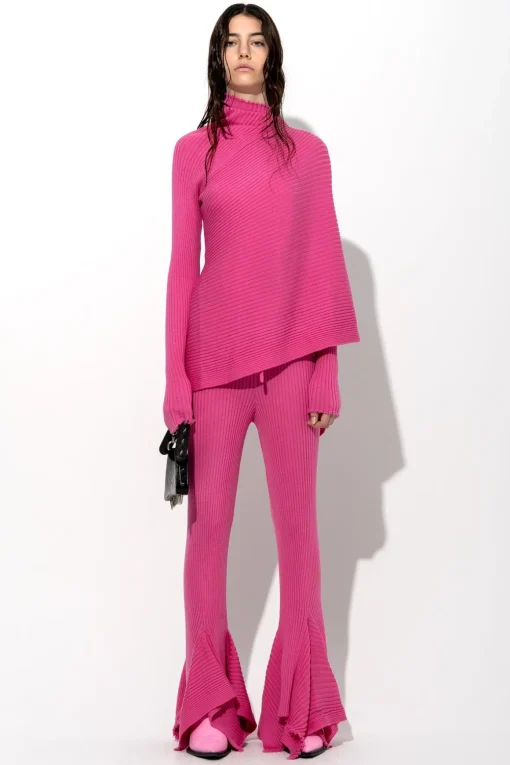 PINK MERINO DRAPED JUMPER