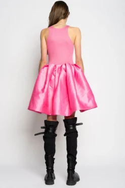 PINK MINI DRESS WITH TANK TOP SCOOPED