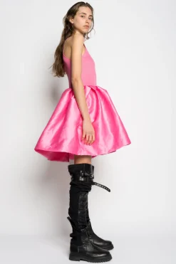 PINK MINI DRESS WITH TANK TOP SCOOPED