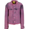 PINK OVERDYED LOOSE COLLARLESS JACKET