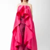 PINK PLEATED STRAPLESS TOP WITH LONG BACK