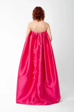 PINK PLEATED STRAPLESS TOP WITH LONG BACK