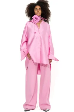 PINK SATIN OVERSIZED SHIRT