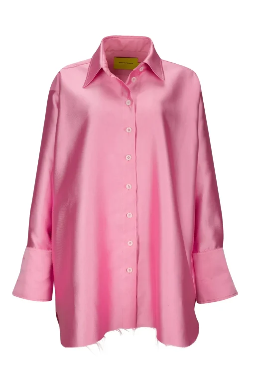 PINK SATIN OVERSIZED SHIRT