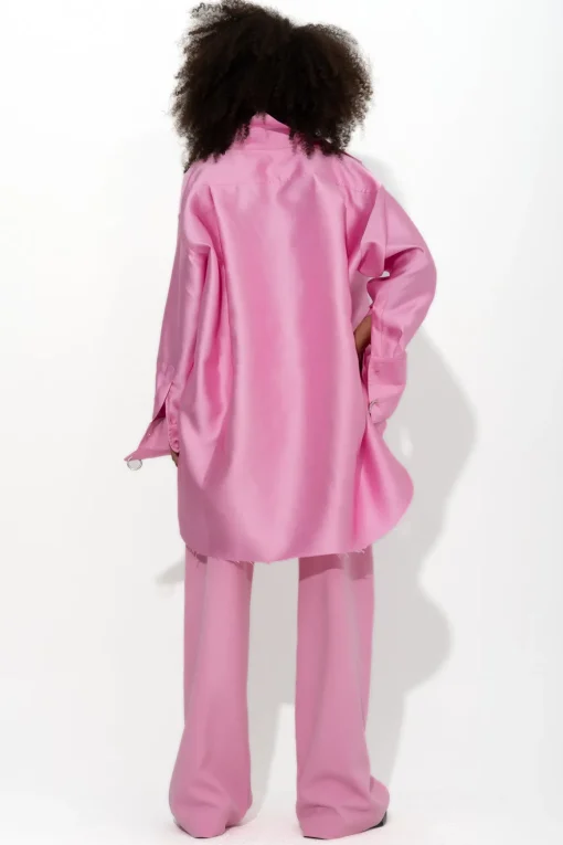 PINK SATIN OVERSIZED SHIRT