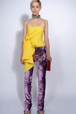 PINK SEQUINS BOOTCUT TROUSERS