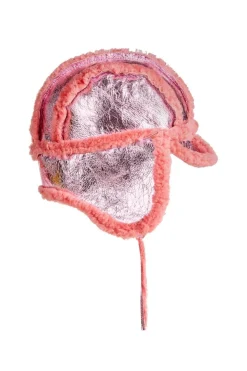 PINK SHINY LEATHER EAR COVER HAT
