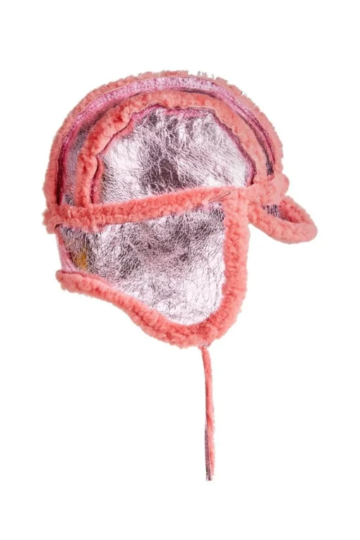 PINK SHINY LEATHER EAR COVER HAT