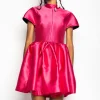 PINK SHORT SLEEVE PUFF SKIRT DRESS