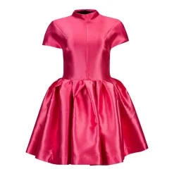 PINK SHORT SLEEVE PUFF SKIRT DRESS