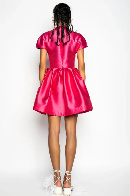 PINK SHORT SLEEVE PUFF SKIRT DRESS