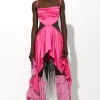 PINK SILK CUT OUT DRESS WITH OPEN BACK