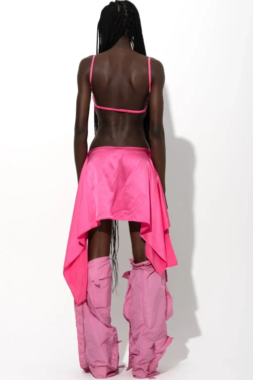 PINK SILK CUT OUT DRESS WITH OPEN BACK