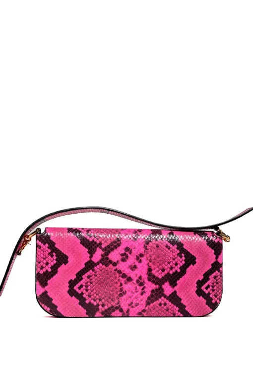 PINK SNAKE PRINT CLUTCH BAG
