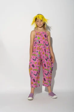 PINK SQUIGGLE PRINT BALLOON JUMPSUIT
