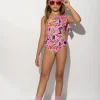 PINK SQUIGGLE PRINT ONE-SHOULDER SWIMSUIT