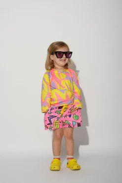 PINK SQUIGGLE PRINT SWIM SHORT