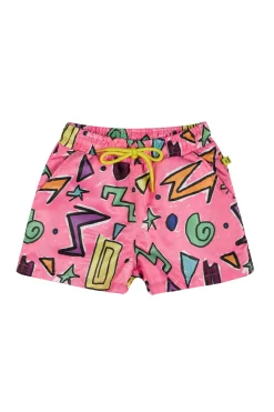 PINK SQUIGGLE PRINT SWIM SHORT
