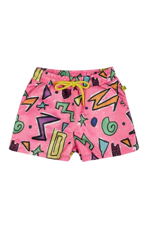 PINK SQUIGGLE PRINT SWIM SHORT