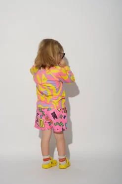 PINK SQUIGGLE PRINT SWIM SHORT