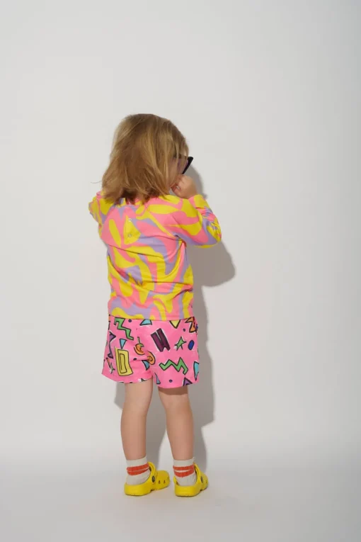 PINK SQUIGGLE PRINT SWIM SHORT