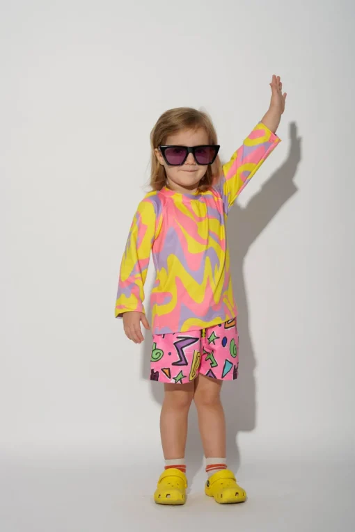 PINK SQUIGGLE PRINT SWIM SHORT