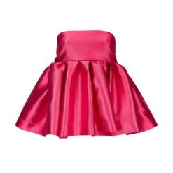 PINK STRAPLESS PEPLUM TOP