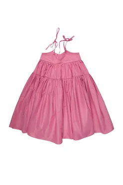PINK STRAPPY GATHERED DRESS