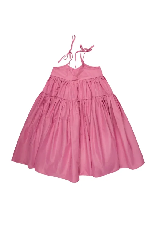 PINK STRAPPY GATHERED DRESS