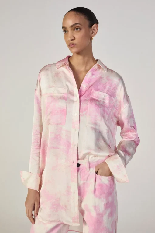 PINK TIE-DYE CUFFED TROUSERS