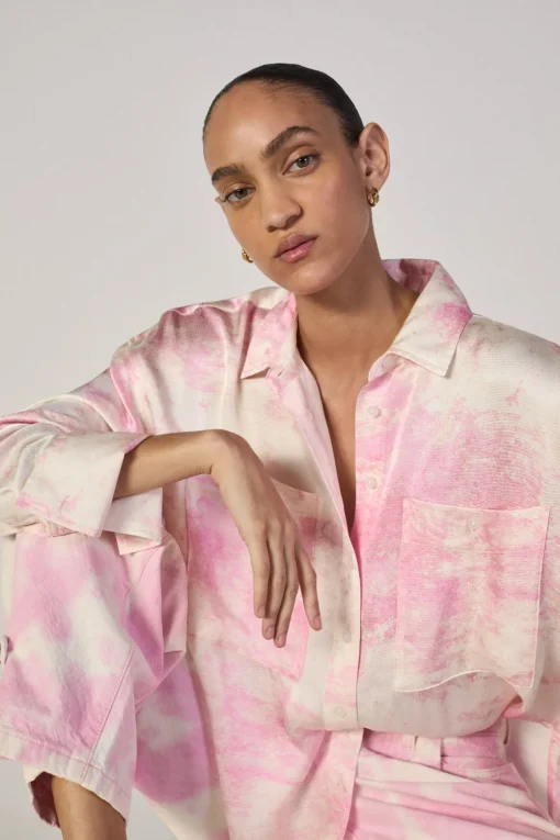 PINK TIE-DYE CUFFED TROUSERS