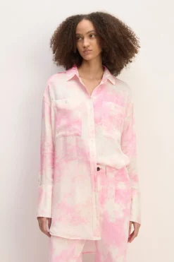 PINK TIE-DYE SATIN SHIRT