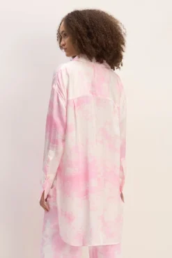PINK TIE-DYE SATIN SHIRT
