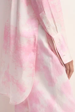 PINK TIE-DYE SATIN SHIRT