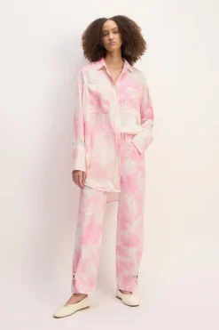 PINK TIE-DYE SATIN SHIRT