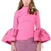 PINK TURTLENECK PUFF SLEEVE TOP
