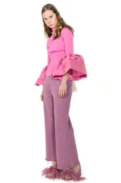 PINK TURTLENECK PUFF SLEEVE TOP
