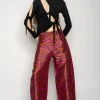 PINK ZEBRA BROCADE BOYFRIEND TROUSERS
