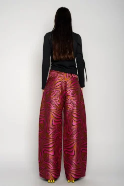 PINK ZEBRA BROCADE BOYFRIEND TROUSERS