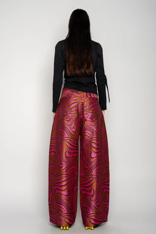 PINK ZEBRA BROCADE BOYFRIEND TROUSERS
