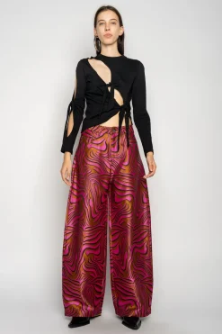 PINK ZEBRA BROCADE BOYFRIEND TROUSERS
