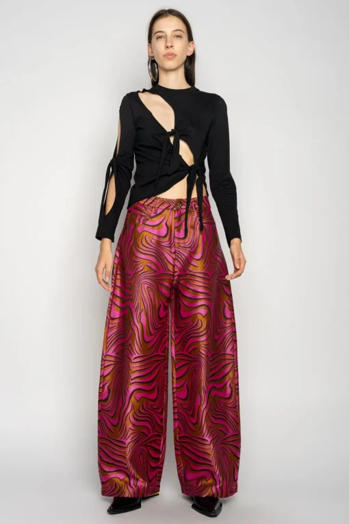 PINK ZEBRA BROCADE BOYFRIEND TROUSERS